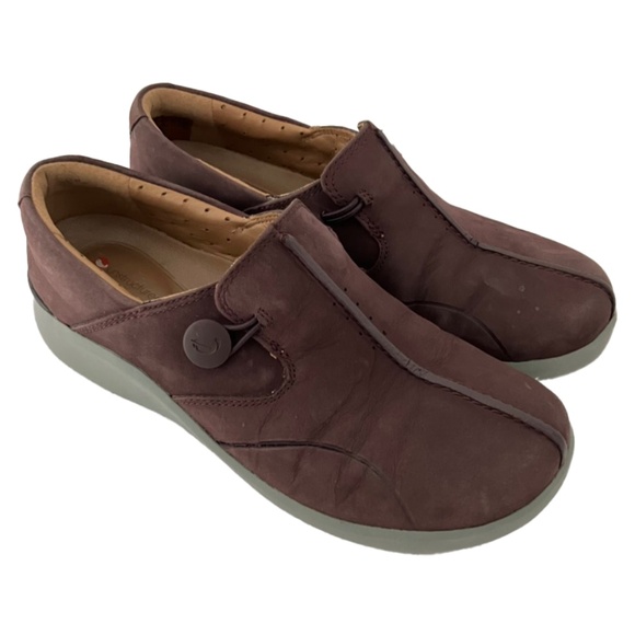 Clarks Womens UN Loop 2 Walk Slip-On Shoes Aubergine Nubuck Sz 6 1/2 - Picture 3 of 14